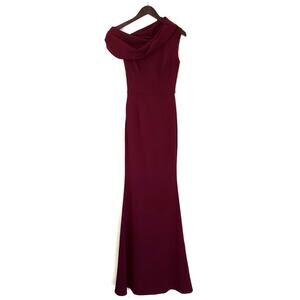 KATIE MAY Layla asymmetrical one shoulder gown bridesmaid dress cherry red 0 NEW